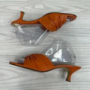Valerie Stevens Grape Slide Sandals WMNS 8.5M Rust Orange Slip On Kitten Heels